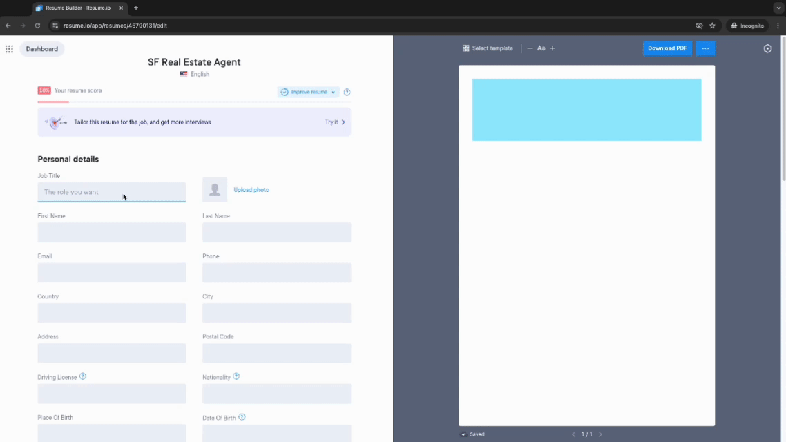 demo writing resume header with resume.io builder demo writing resume header with resume.io builder