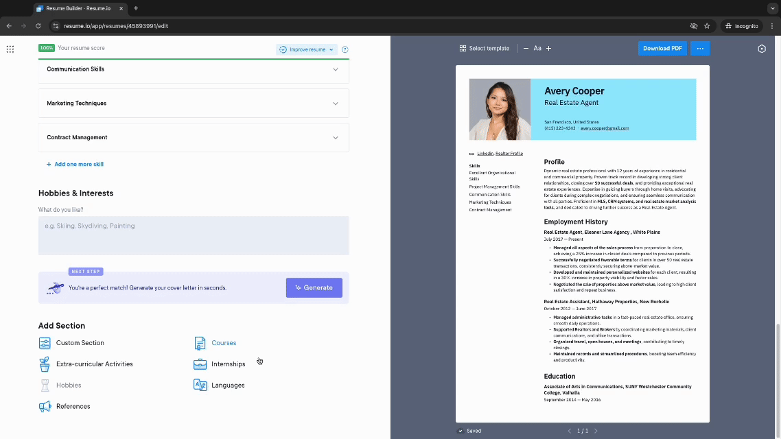 demo of languages section in resume.io builder demo of languages section in resume.io builder