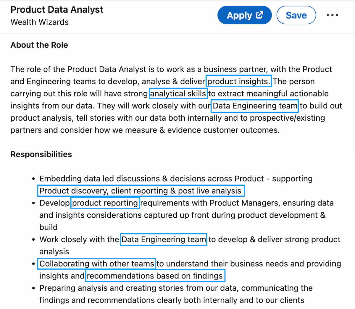 Job description with highlights Job description with highlights