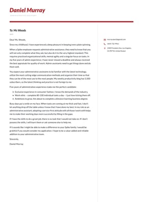 Administrative Assistant cover letter example