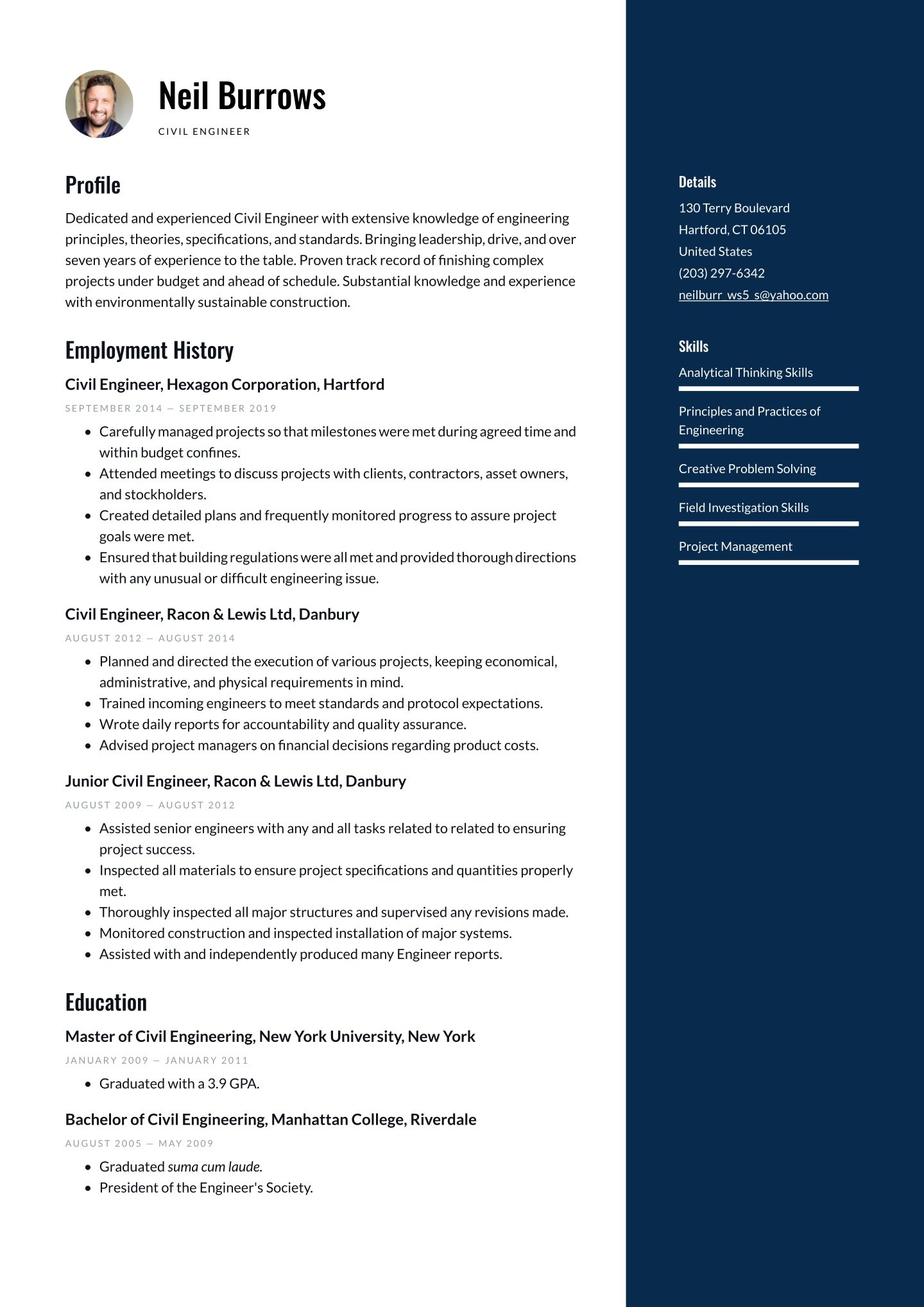 Mid-career Civil Engineer Translation missing: en.examples.cover_letter_example
