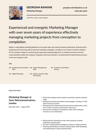 Professional CV template Half Tone