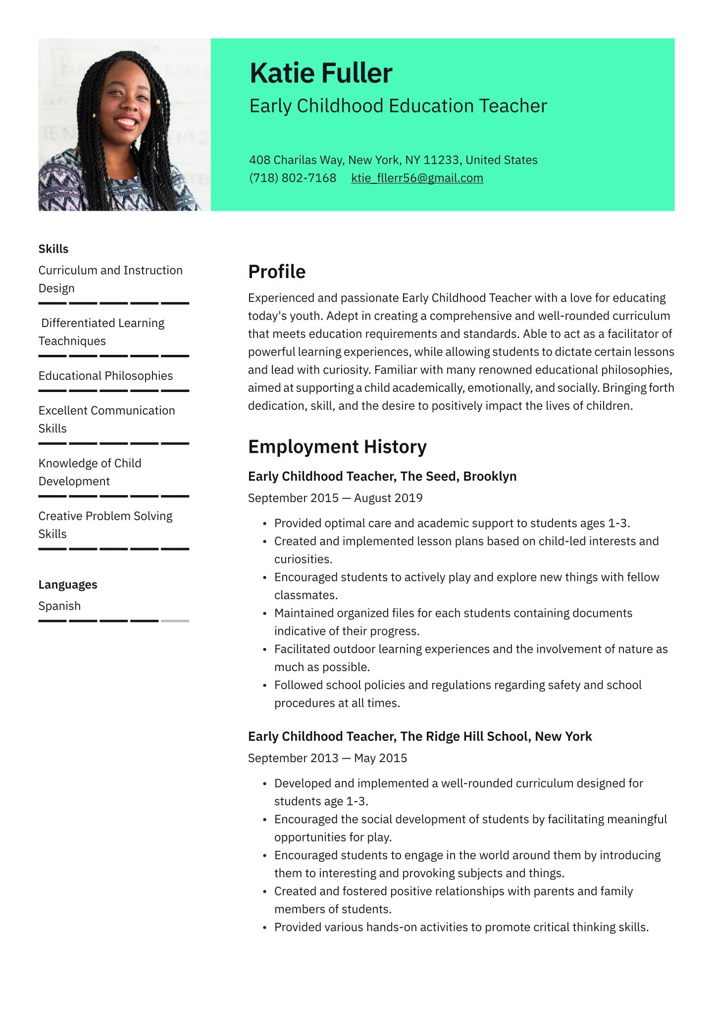 Mid-career Early Childhood Educator Translation missing: en.examples.cover_letter_example