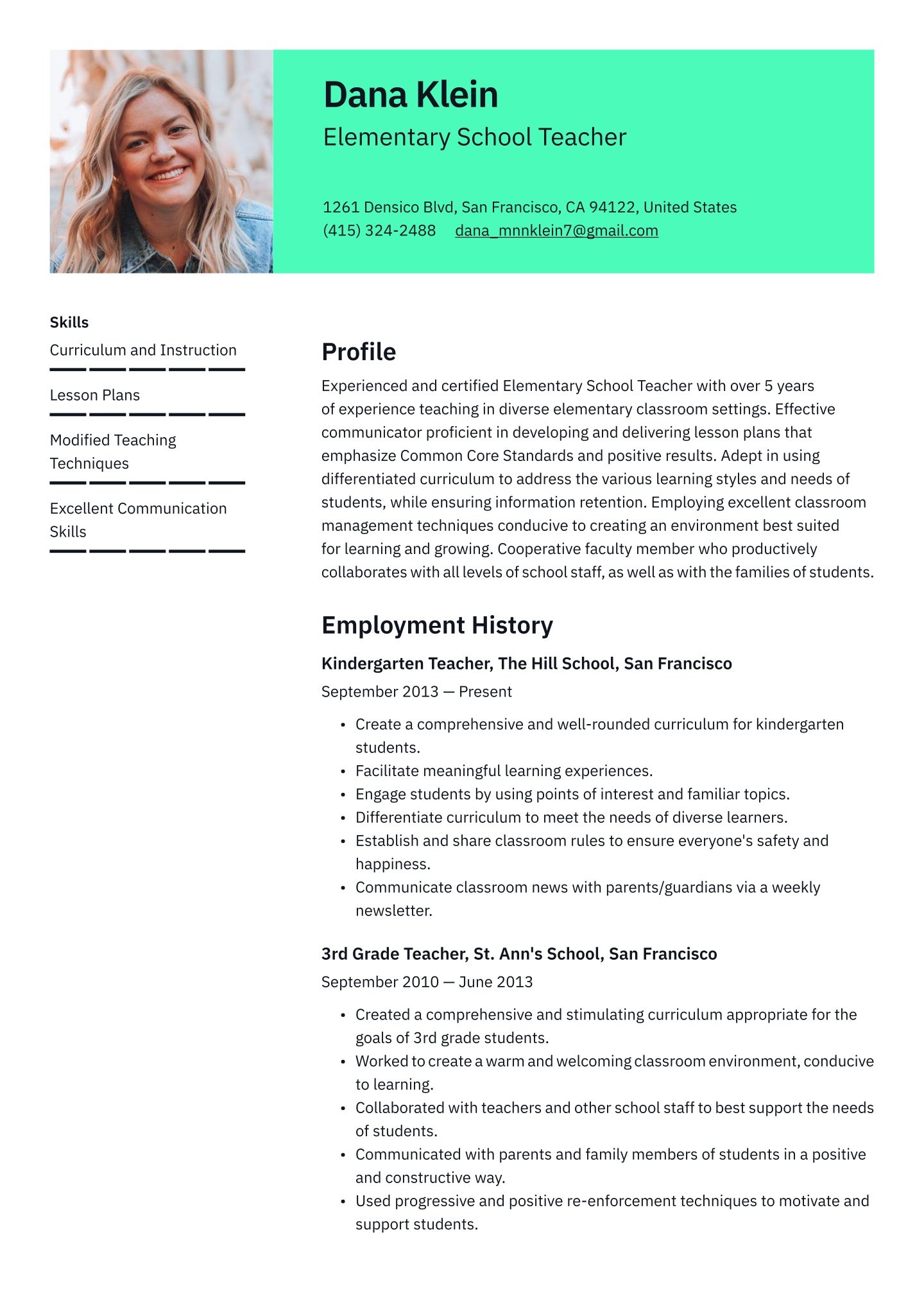 Mid-career Elementary School Teacher Translation missing: en.examples.cover_letter_example