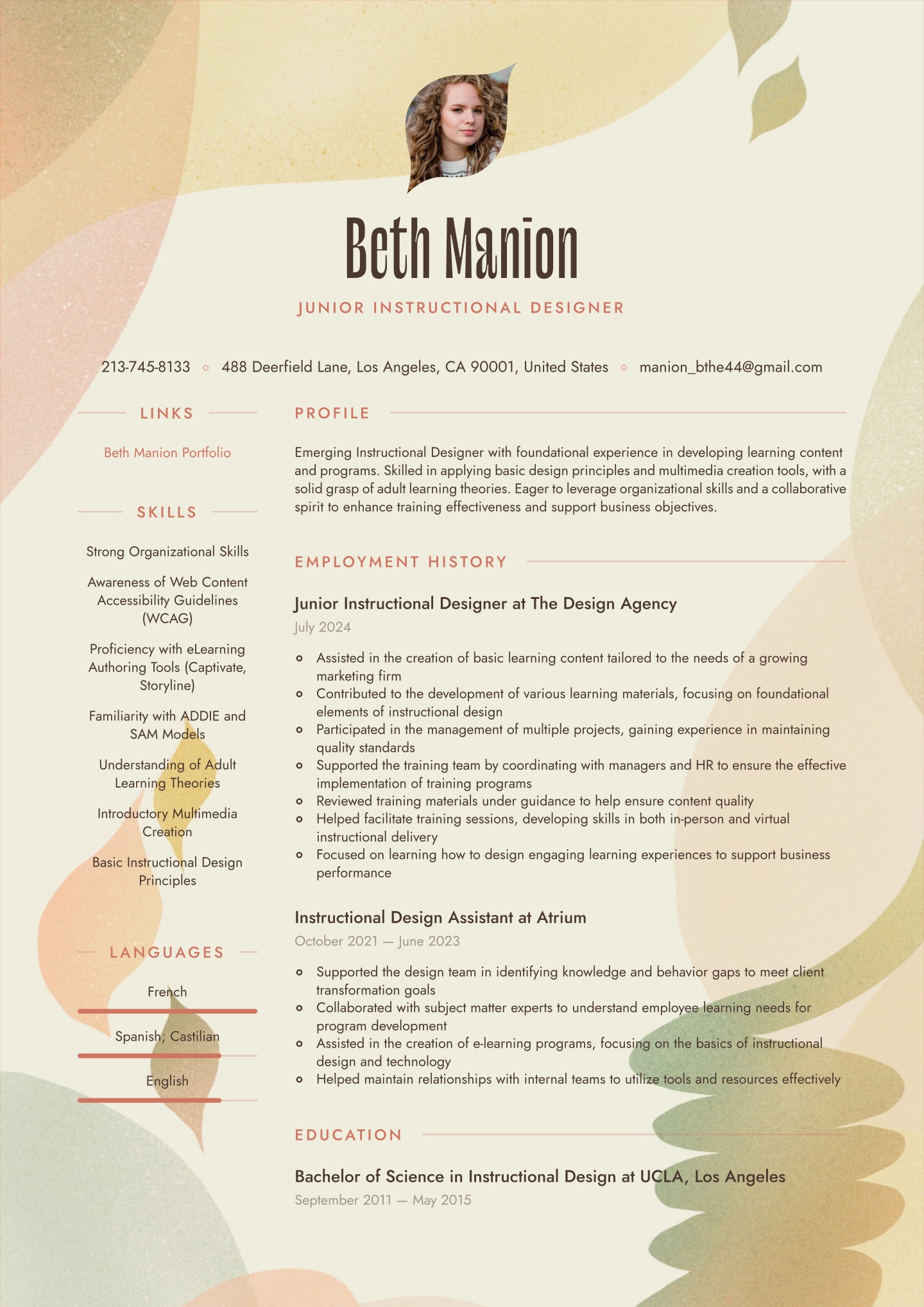 Entry-level Instructional Designer Translation missing: en.examples.cover_letter_example