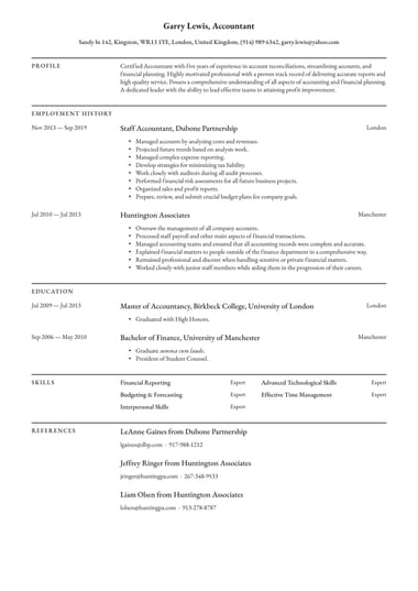 Professional CV template Classic