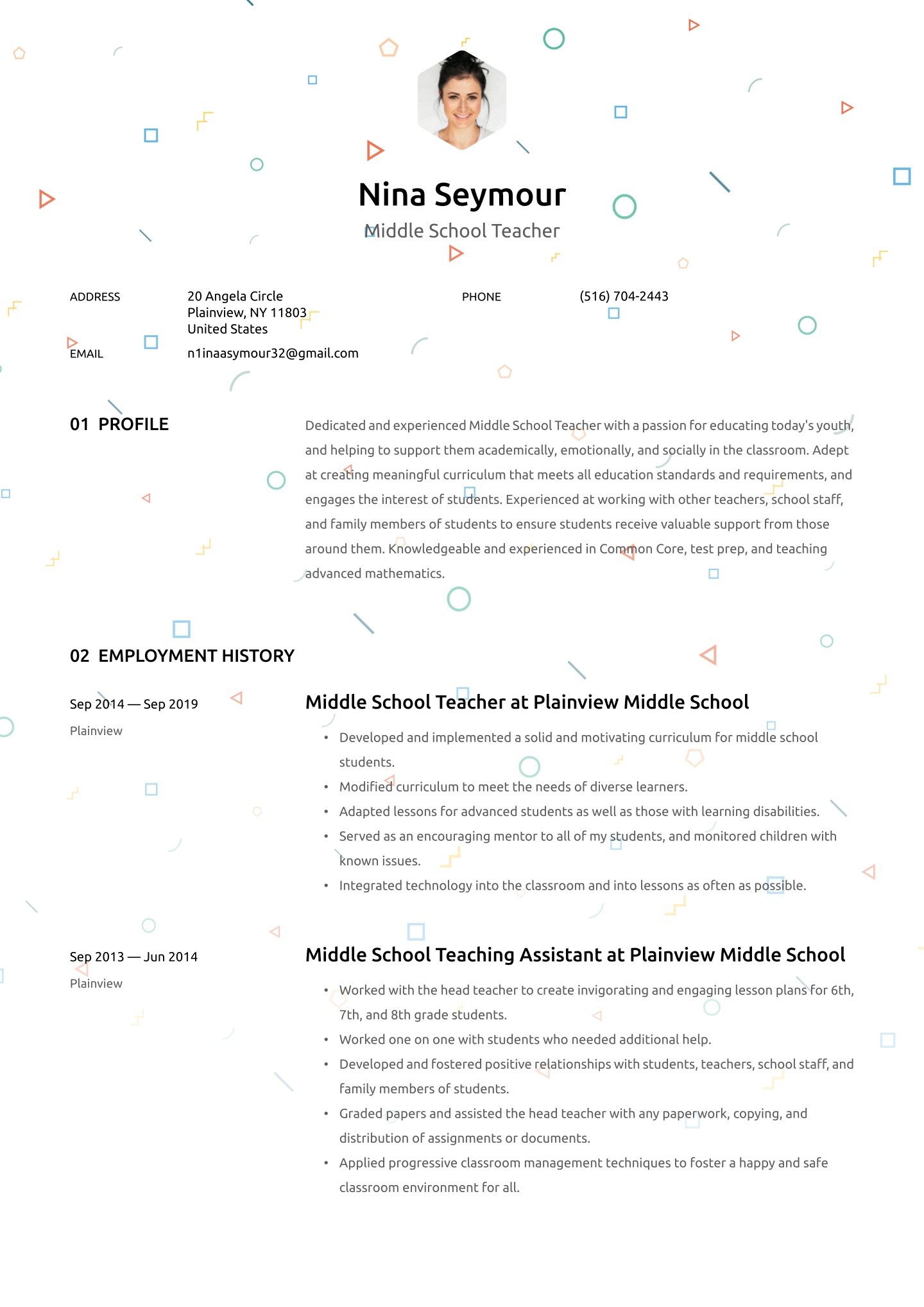 Mid-career Middle School Teacher Translation missing: en.examples.cover_letter_example