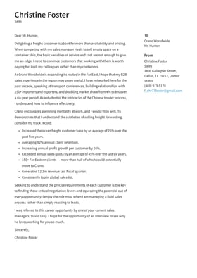 Sales cover letter example