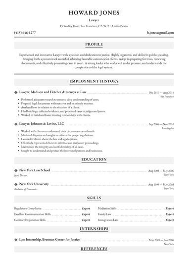 Professional resume template Traditional