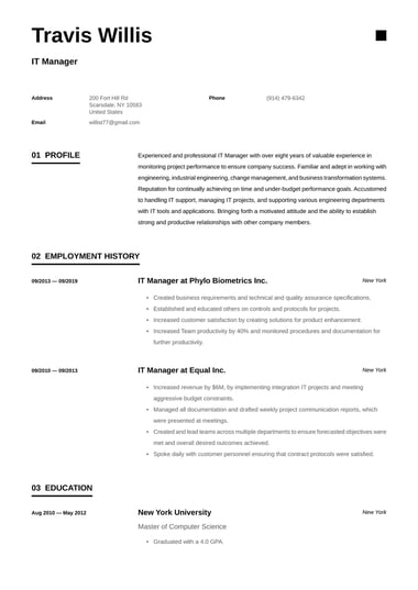 Professional resume template Minimalist