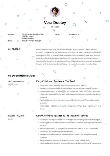 Professional CV template Confetti