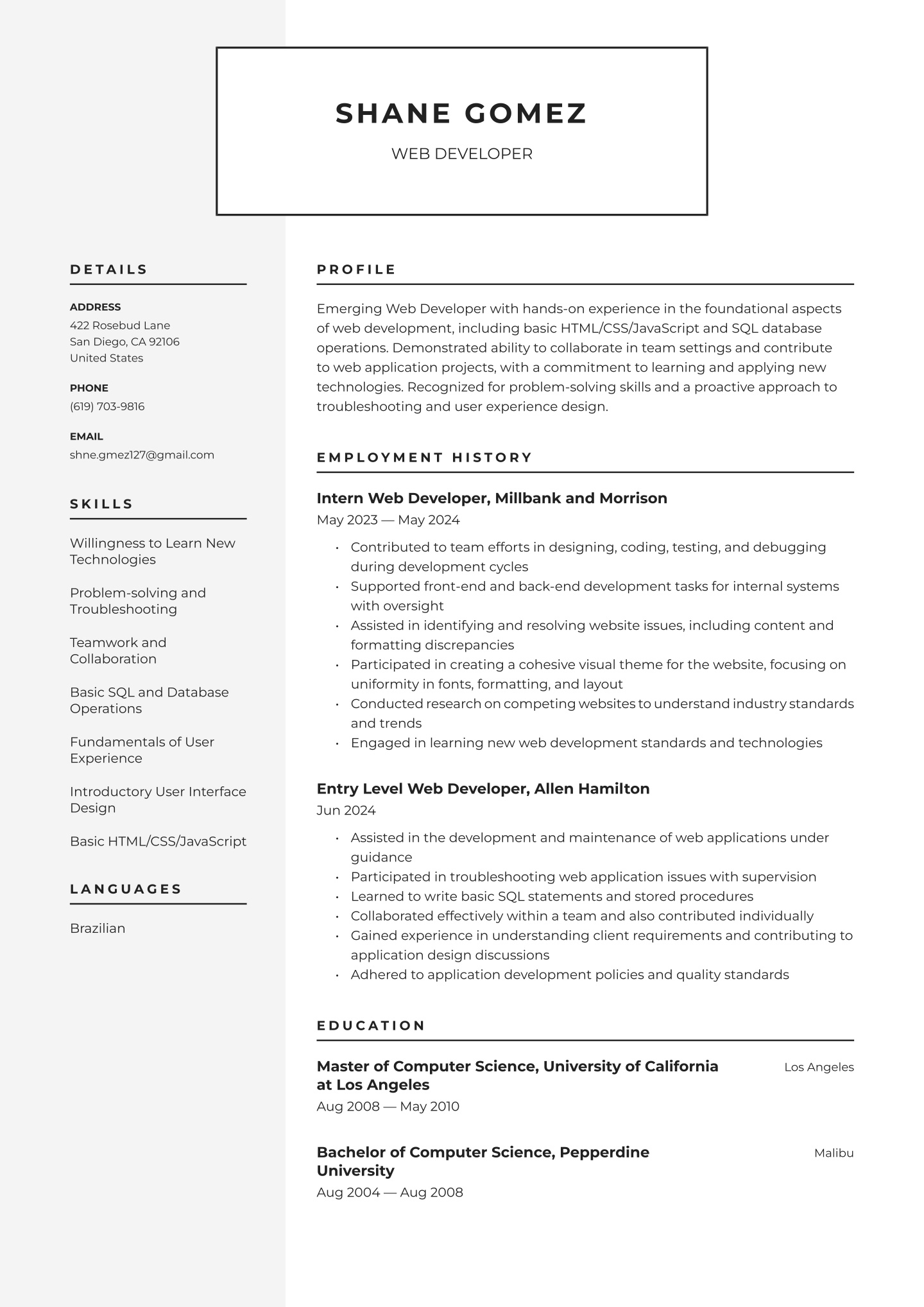 Entry-level Web Developer Translation missing: en.examples.cover_letter_example